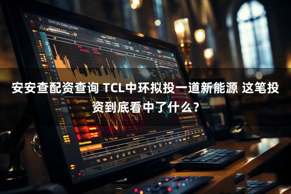 安安查配资查询 TCL中环拟投一道新能源 这笔投资到底看中了什么？